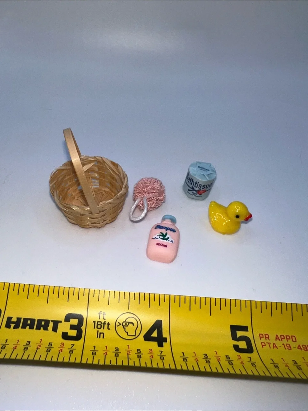 Miniature Baby Bath Basket Toy - Pink & Yellow
